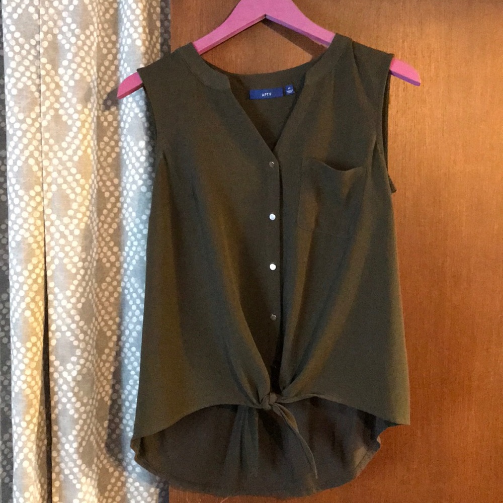 Olive Green high low, sleeveless top!